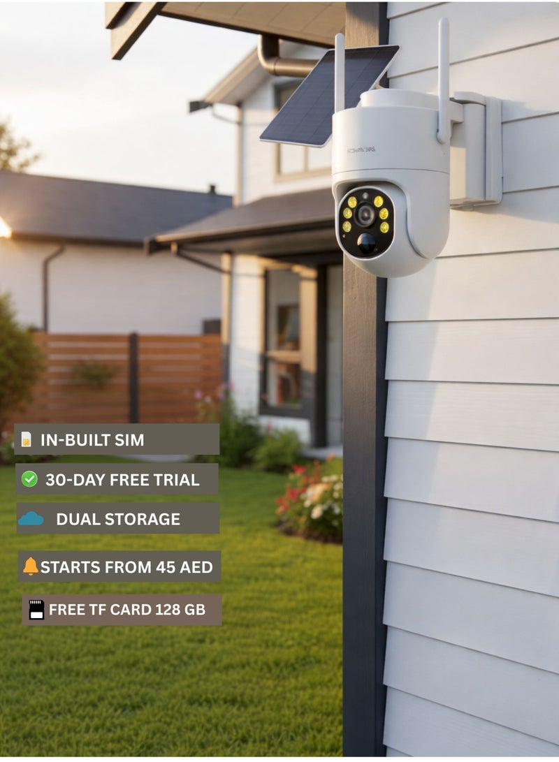 ICAM 365 3MP 4G LTE Solar Security Camera Outdoor, Dual Lens Dual View, AOV 24/7 Continuous Recording, 360° PTZ, AI Human Tracking, Color Night Vision, Wireless No WiFi In Built SIM,Trial Data & TF Card Available - Image 1